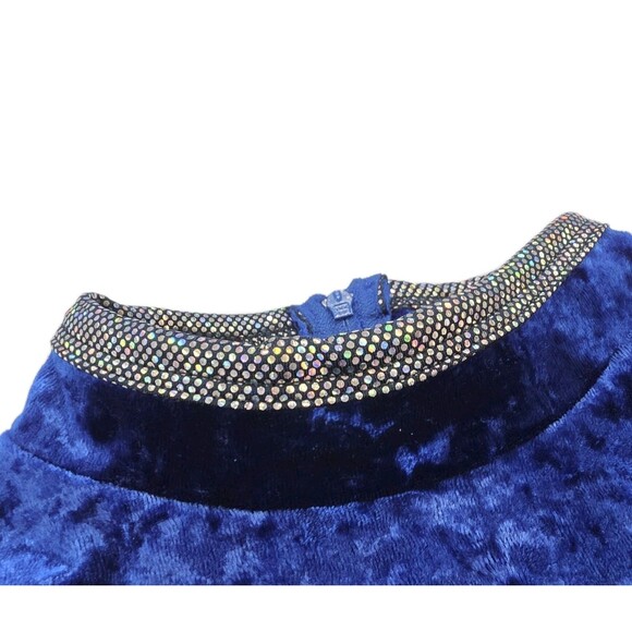 Gilda Marx VTG High Neck Skirted Velvet Royal Blue Dance Leotard Adult XS (Y/J) - Picture 8 of 16